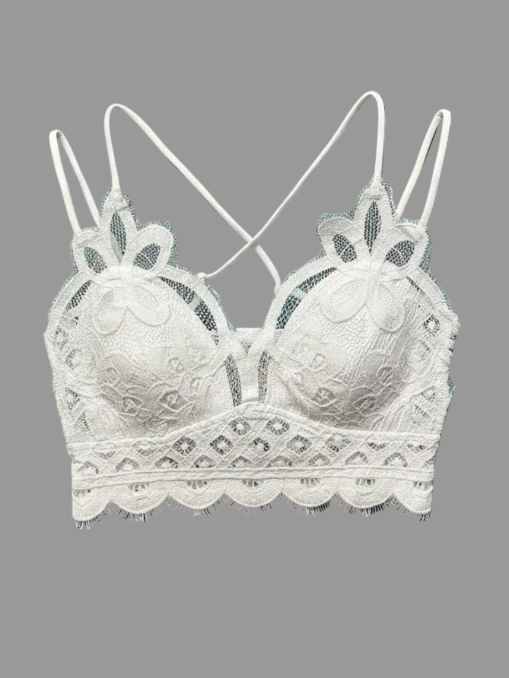 Zenana Crochet Floral Lace Bralette - White NWOT